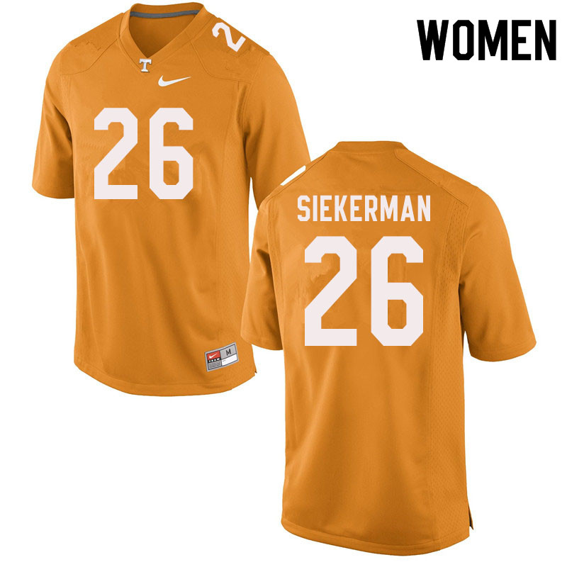 Women #26 JT Siekerman Tennessee Volunteers College Football Jerseys Sale-Orange